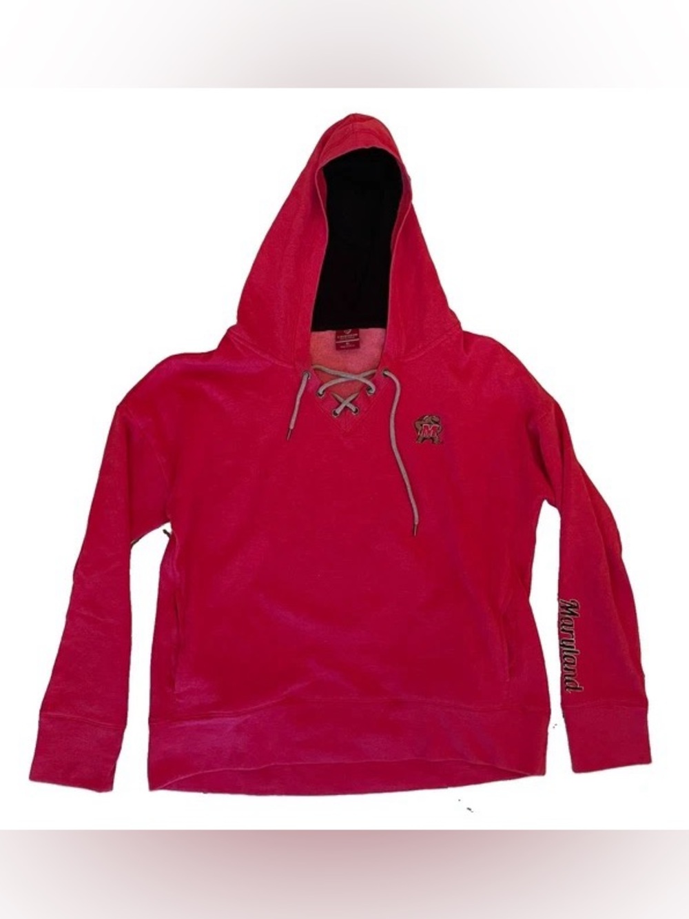 Colosseum Red Lace-Up Hooded Sweatshirt